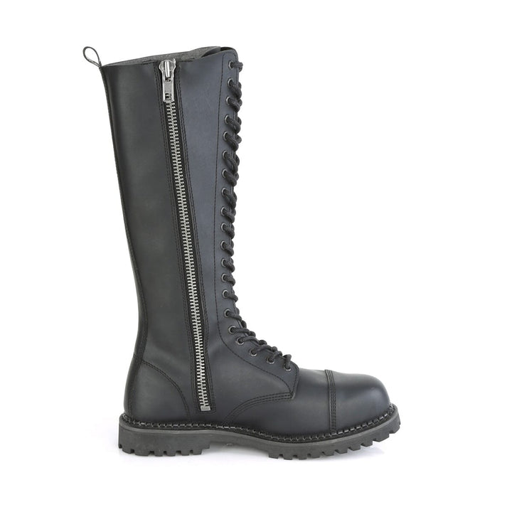 SS-RIOT-20 Black Vegan Leather Knee Boot-Footwear-Pleaser Brand-Black-14-Vegan Leather-SEXYSHOES.COM