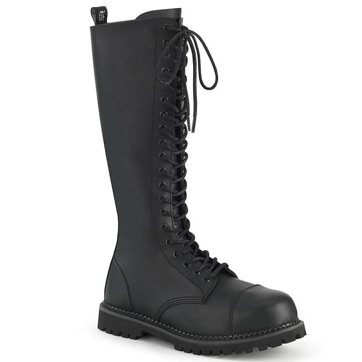 SS-RIOT-20 Black Vegan Leather Knee Boot-Footwear-Pleaser Brand-Black-14-Vegan Leather-SEXYSHOES.COM