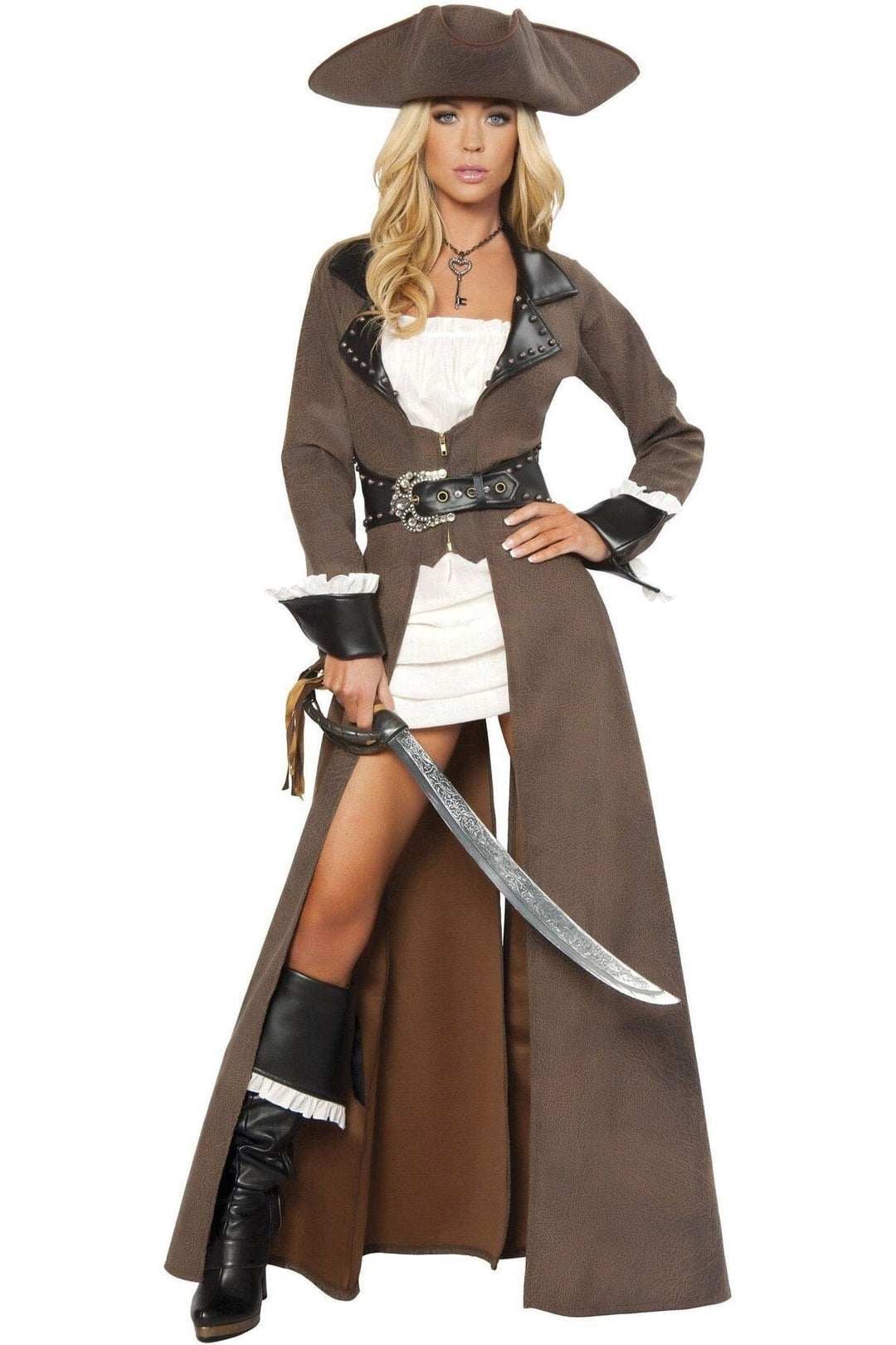 SS-Roma Deluxe Pirate Captain Costume-Clothing-Roma Brand-Brown-XL-SEXYSHOES.COM