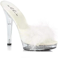 Ellie Brand SS SASHA Marabou in White Satin from SexyShoes.com