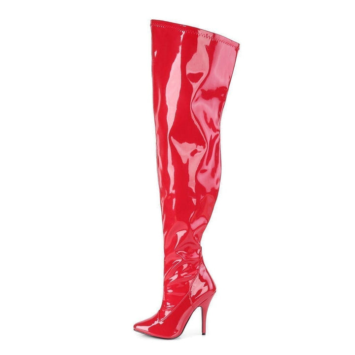 SS-SEDUCE-3000WC Wide Calf Boot | Red Patent-Footwear-Pleaser Brand-Red-9-Patent-SEXYSHOES.COM
