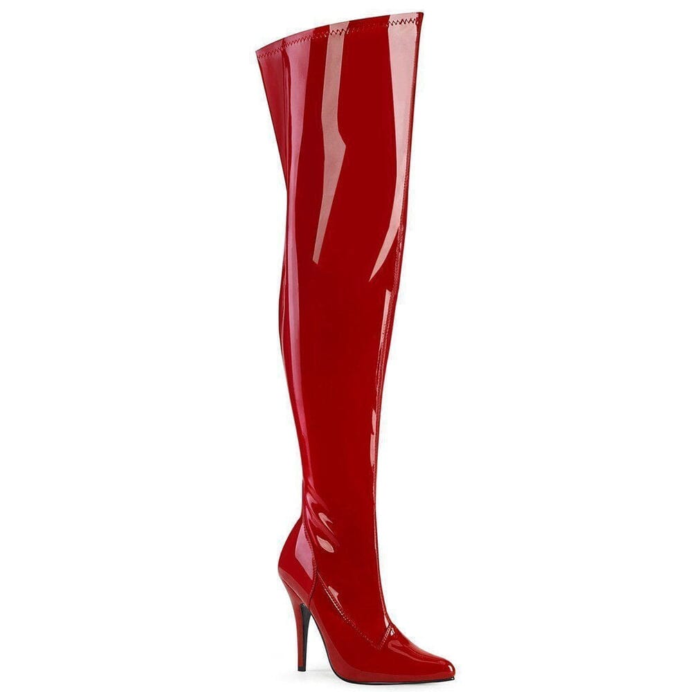 SS-SEDUCE-3000WC Wide Calf Boot | Red Patent-Footwear-Pleaser Brand-Red-9-Patent-SEXYSHOES.COM