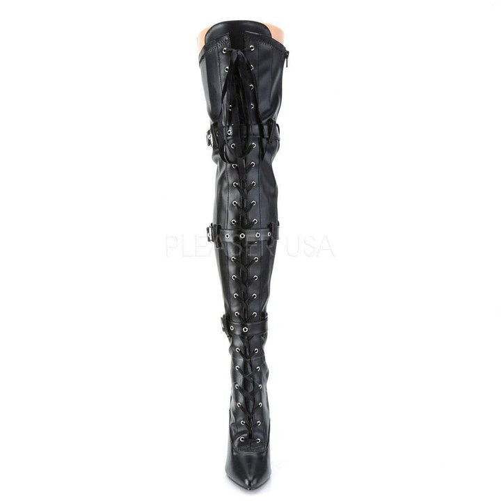 SS-SEDUCE-3028 Thigh Boot | Black Faux Leather