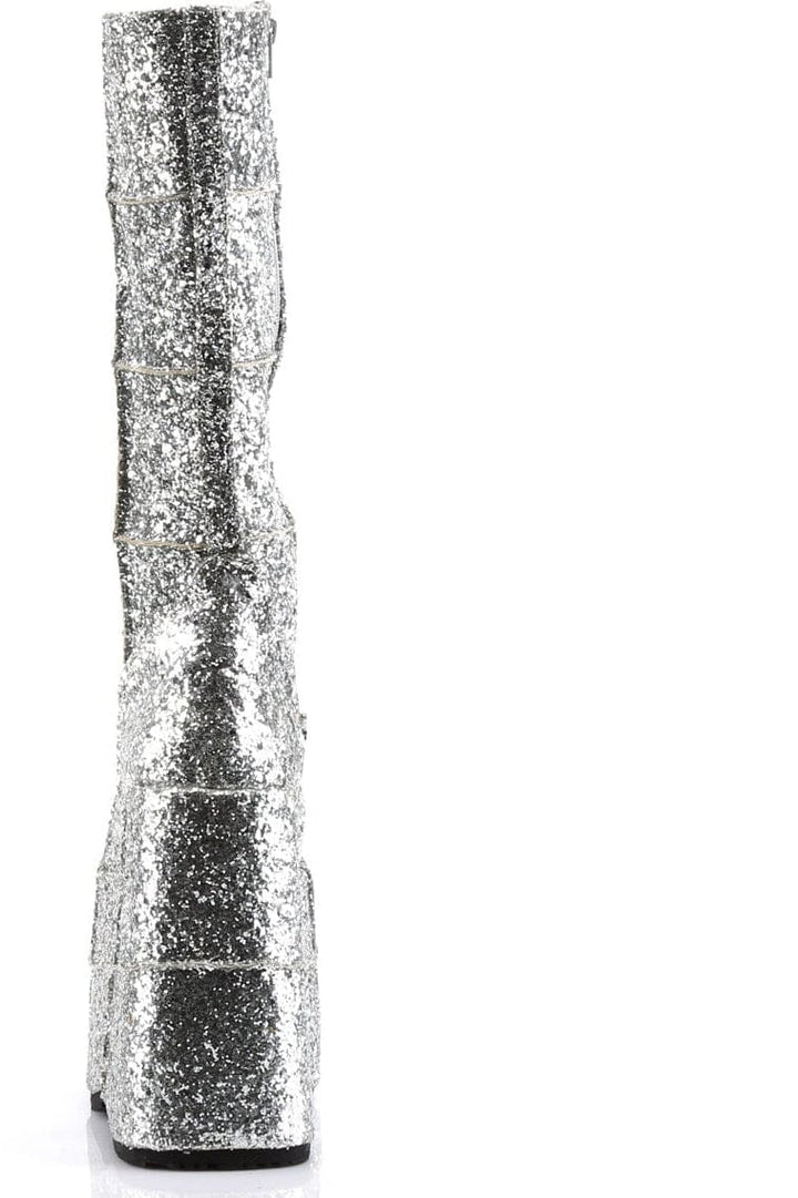 SS-STACK-301G Silver Glitter Knee Boot-Footwear-Pleaser Brand-Silver-11-Glitter-SEXYSHOES.COM