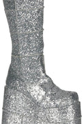 SS-STACK-301G Silver Glitter Knee Boot