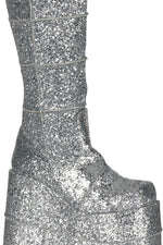 SS-STACK-301G Silver Glitter Knee Boot