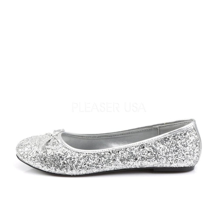 SS-STAR-16G Flat | Silver Glitter-Footwear-Pleaser Brand-Silver-6-Glitter-SEXYSHOES.COM