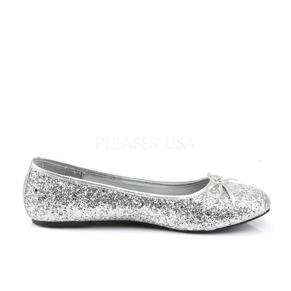 SS-STAR-16G Flat | Silver Glitter-Footwear-Pleaser Brand-Silver-6-Glitter-SEXYSHOES.COM