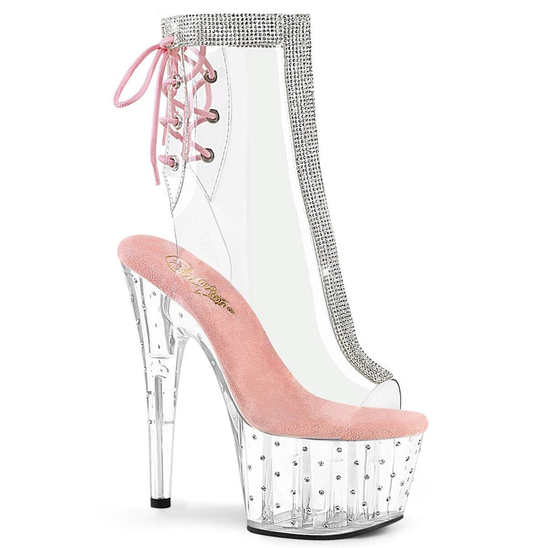 SS-STARDUST-1018C-2RS Exotic Ankle Boot | Clear Vinyl-Footwear-Pleaser Brand-Clear-5-Vinyl-SEXYSHOES.COM