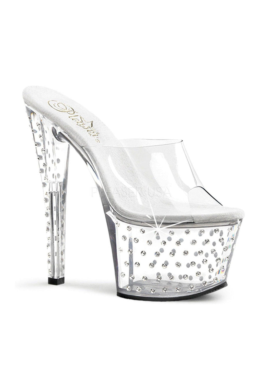 Pleaser STARDUST-701 Platform Slide in Clear Vinyl from SexyShoes.com