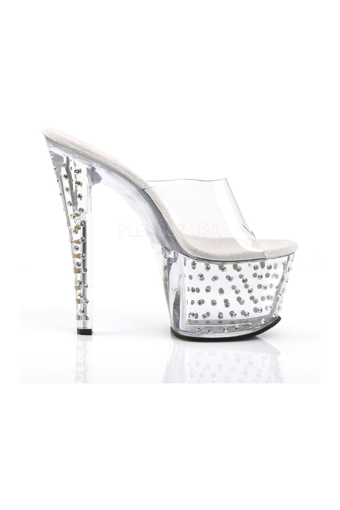 Pleaser STARDUST-701 Platform Slide in Clear Vinyl