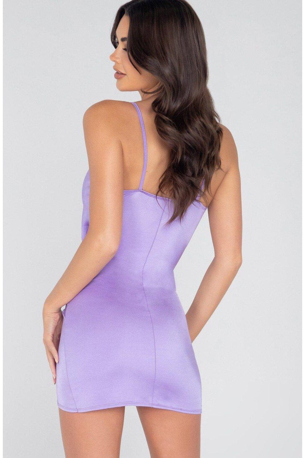 SS-Spaghetti Strap Overlap Mini Scrunch Dress-Clothing-Roma Brand-Purple-S-SEXYSHOES.COM