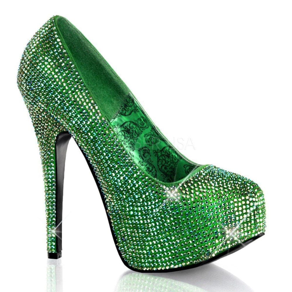 SS-TEEZE-06R Pump | Green Genuine Satin-Footwear-Pleaser Brand-Green-8-Satin-SEXYSHOES.COM