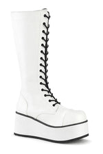 TRASHVILLE-502 White Vegan Leather Knee Boot
