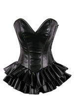 SS-Top Drawer Black Faux Leather Steel Boned Mini Corset Dress