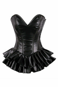 Daisy Brand SS Top Drawer Black Faux Leather Steel Boned Mini Corset Dress in Black  from SexyShoes.com