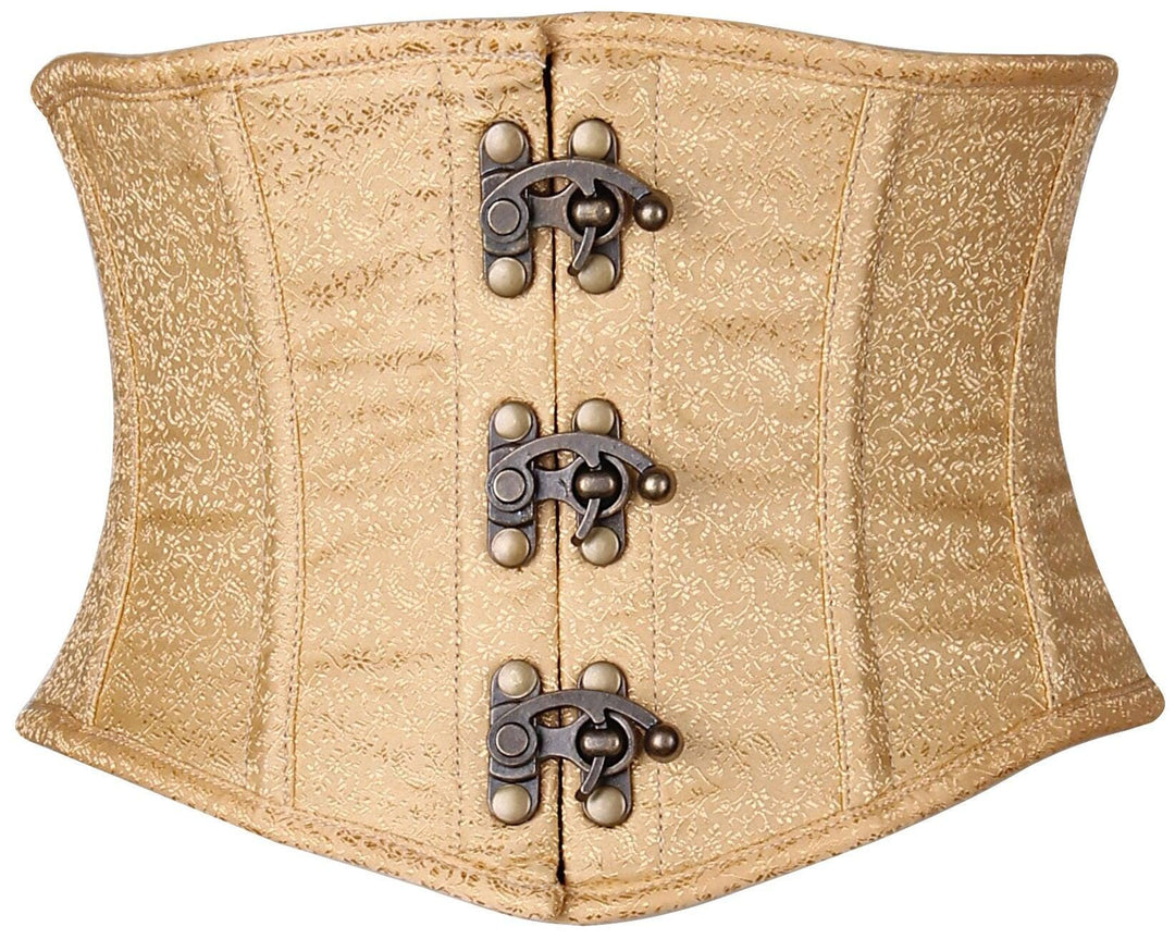 SS-Top Drawer Gold Brocade Steel Boned Mini Cincher w/Clasps-Corsets-Daisy Brand-Gold-M-SEXYSHOES.COM