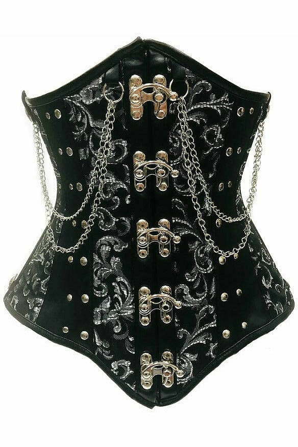 Daisy Corsets Top Drawer Steel Boned Underbust Corset w/Chains and Clasps in Black  from SexyShoes.com