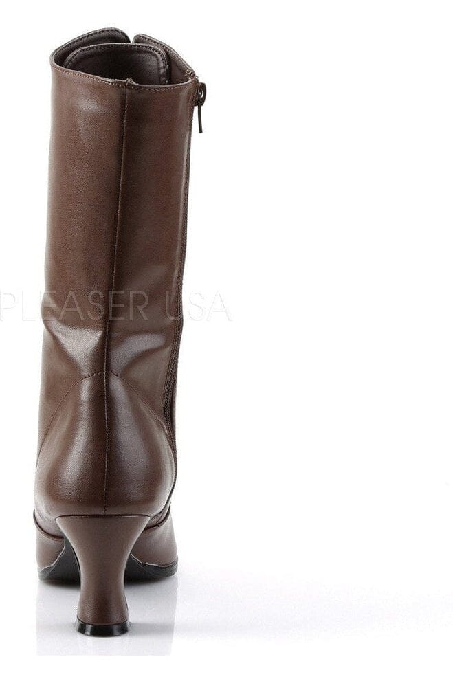 VICTORIAN-120 Ankle Boot | Brown Faux Leather-Funtasma-Ankle Boots-SEXYSHOES.COM