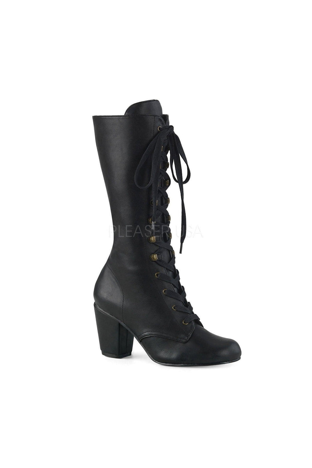 Pleaser Brand SS VIVIKA 205 Demonia Knee Boot in Black Faux Leather from SexyShoes.com