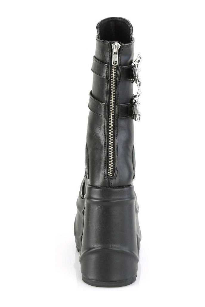 Demonia WAVE-150 Knee Boot in Black Faux Leather