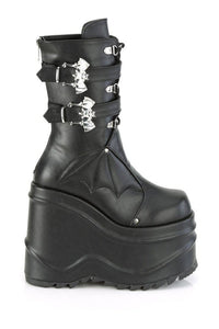 Demonia WAVE-150 Knee Boot in Black Faux Leather