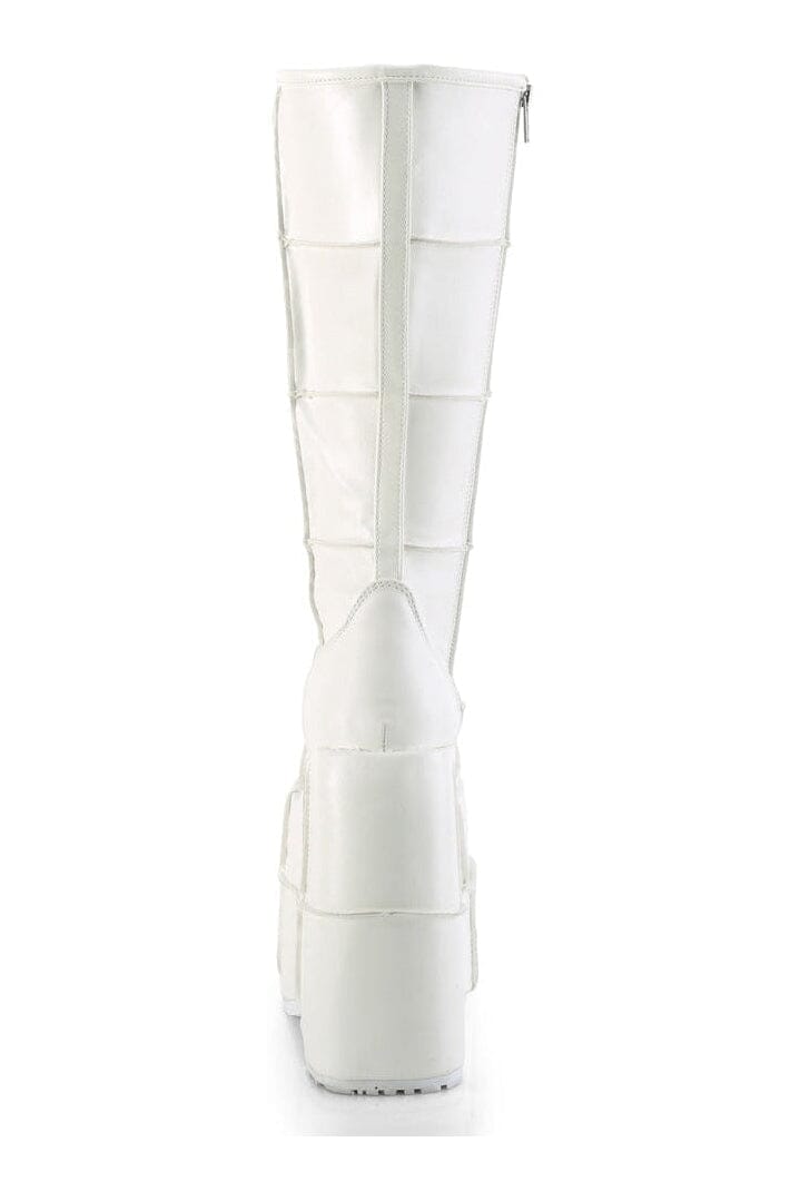 STACK-301 White Vegan Leather Knee Boot-Knee Boots-Demonia-SEXYSHOES.COM