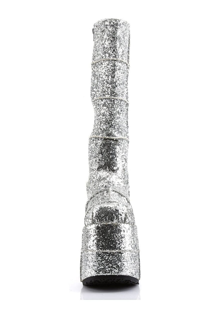 STACK-301G Silver Glitter Knee Boot