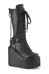 Demonia SWING-150 Black Vegan Leather Knee Boot in Black Vegan Leather from SexyShoes.com