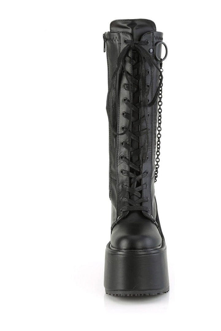 SWING-150 Black Vegan Leather Knee Boot-Knee Boots-Demonia-SEXYSHOES.COM