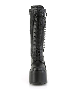 Demonia SWING-150 Black Vegan Leather Knee Boot in Black Vegan Leather