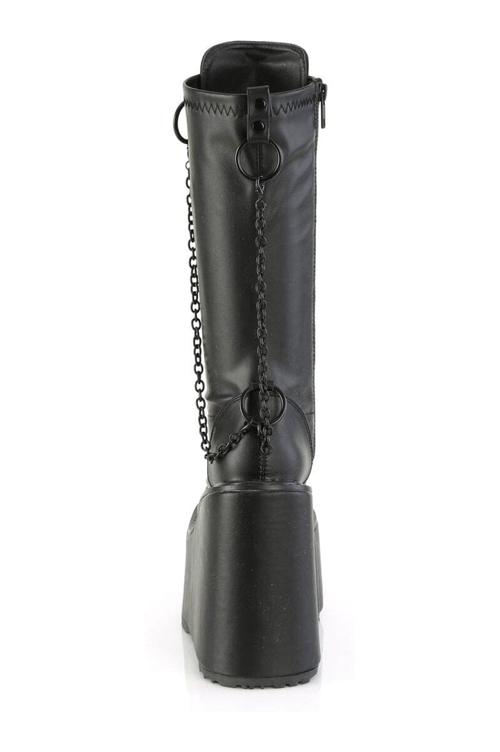 SWING-150 Black Vegan Leather Knee Boot-Knee Boots-Demonia-SEXYSHOES.COM