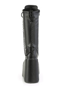 Demonia SWING-150 Black Vegan Leather Knee Boot in Black Vegan Leather