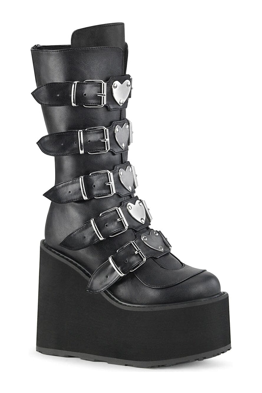 Demonia SWING-230 Black Vegan Leather Knee Boot in Black Vegan Leather from SexyShoes.com