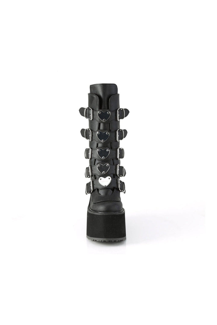 SWING-230 Black Vegan Leather Knee Boot-Knee Boots-Demonia-SEXYSHOES.COM