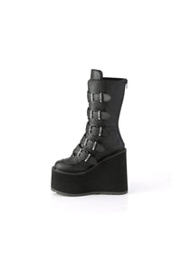 Demonia SWING-230 Black Vegan Leather Knee Boot in Black Vegan Leather