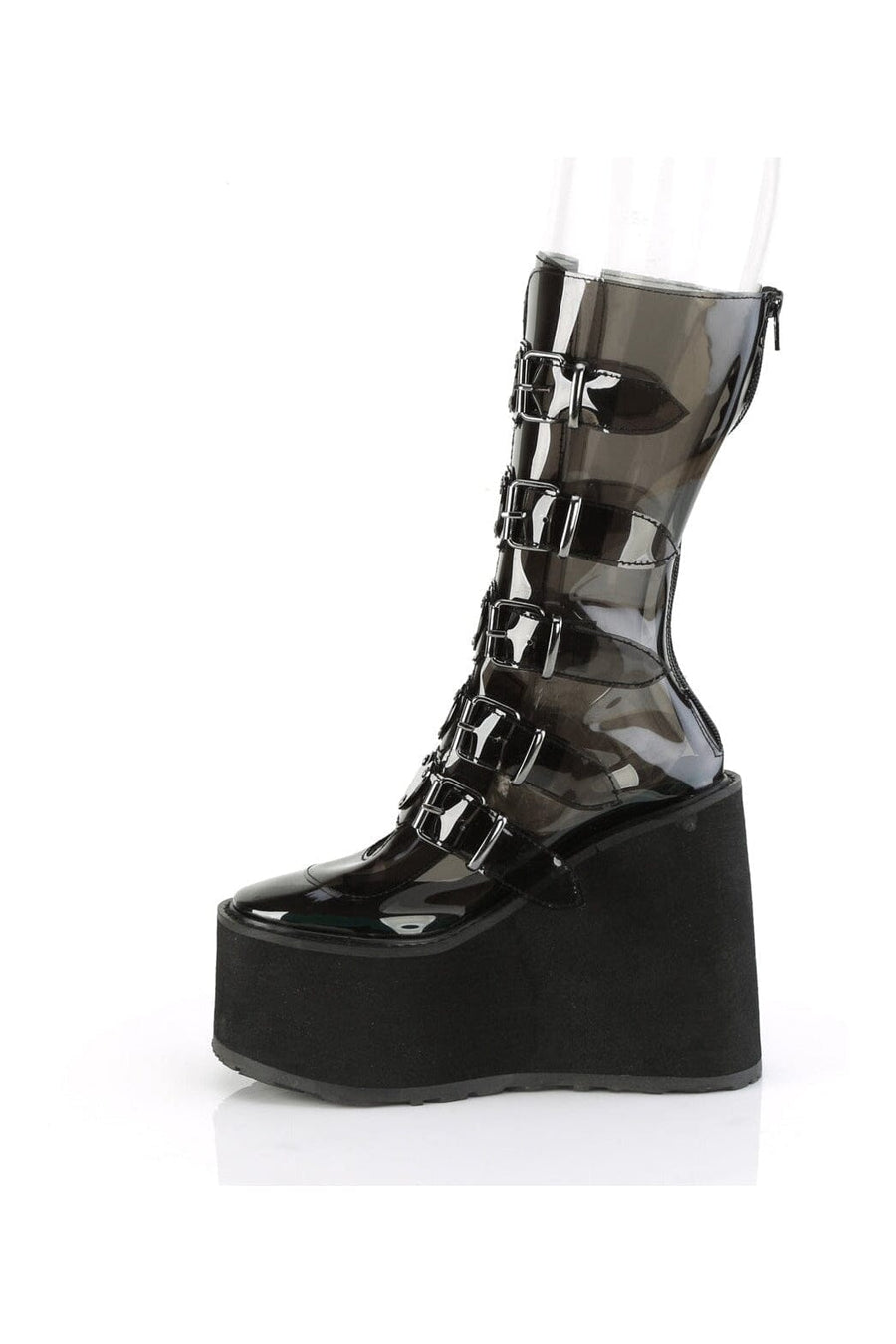 Demonia SWING-230C Black Smoke Knee Boot in Black Smoke