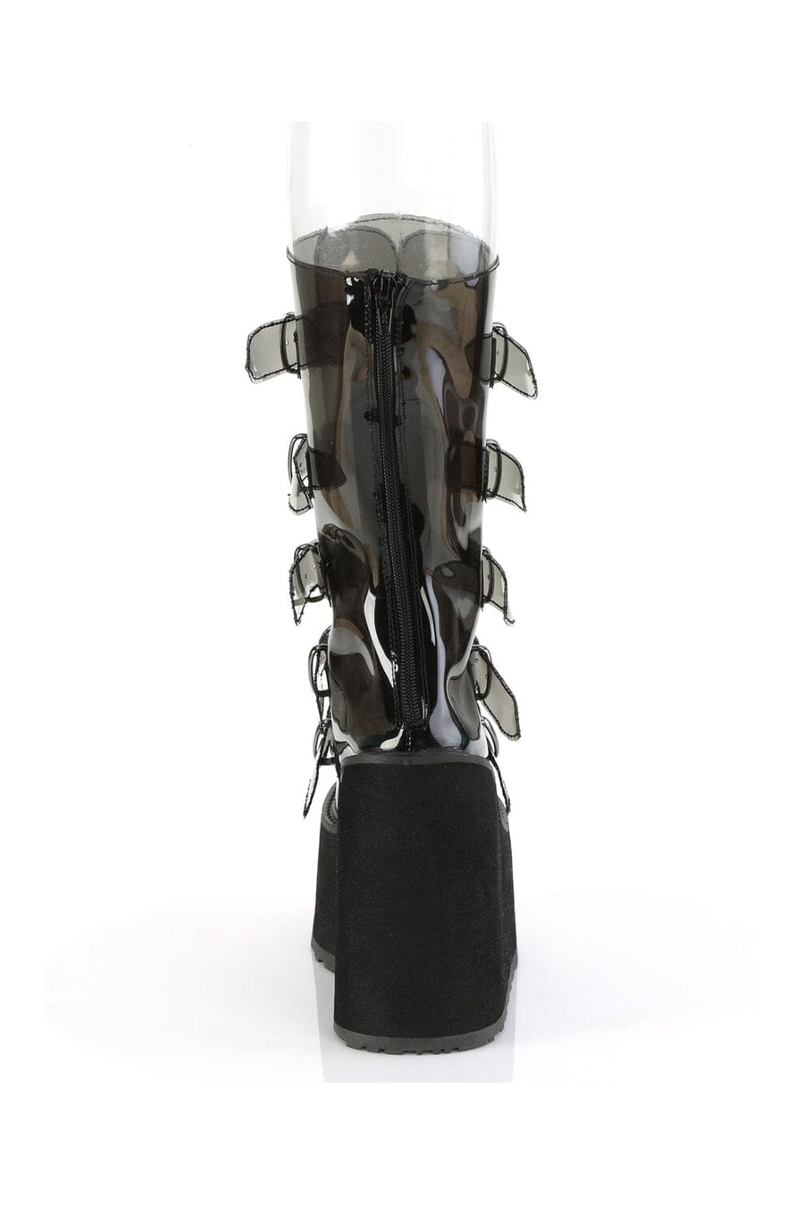 Demonia SWING-230C Black Smoke Knee Boot in Black Smoke