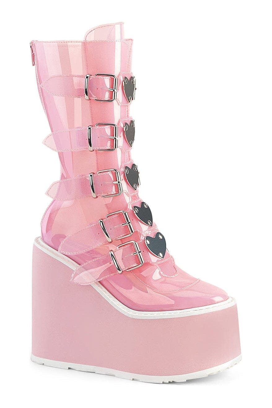 SWING-230C PInk Faux Leather Knee Boot-Knee Boots-Demonia-PInk-10-Faux Leather-SEXYSHOES.COM