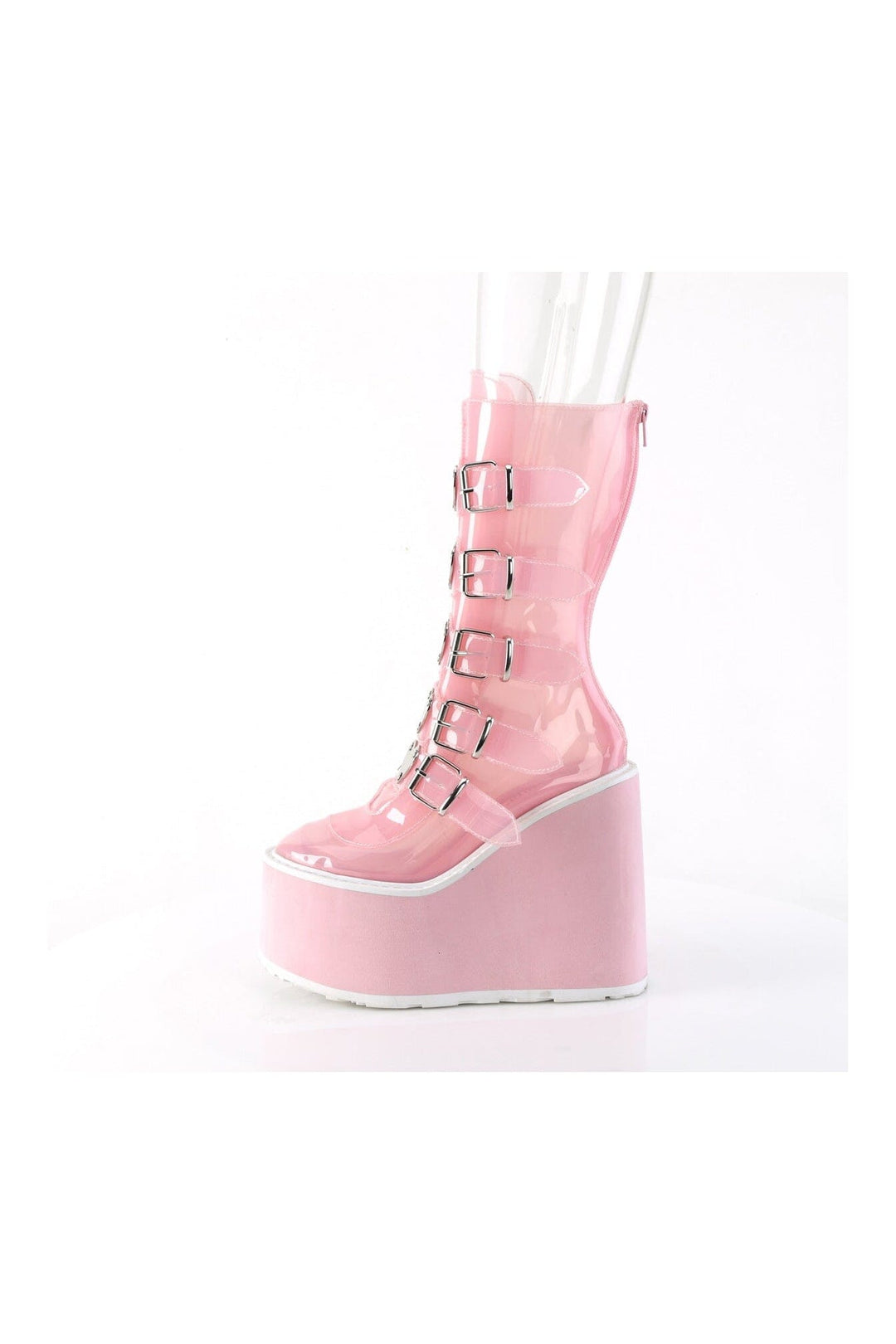 SWING-230C PInk Faux Leather Knee Boot-Knee Boots-Demonia-SEXYSHOES.COM