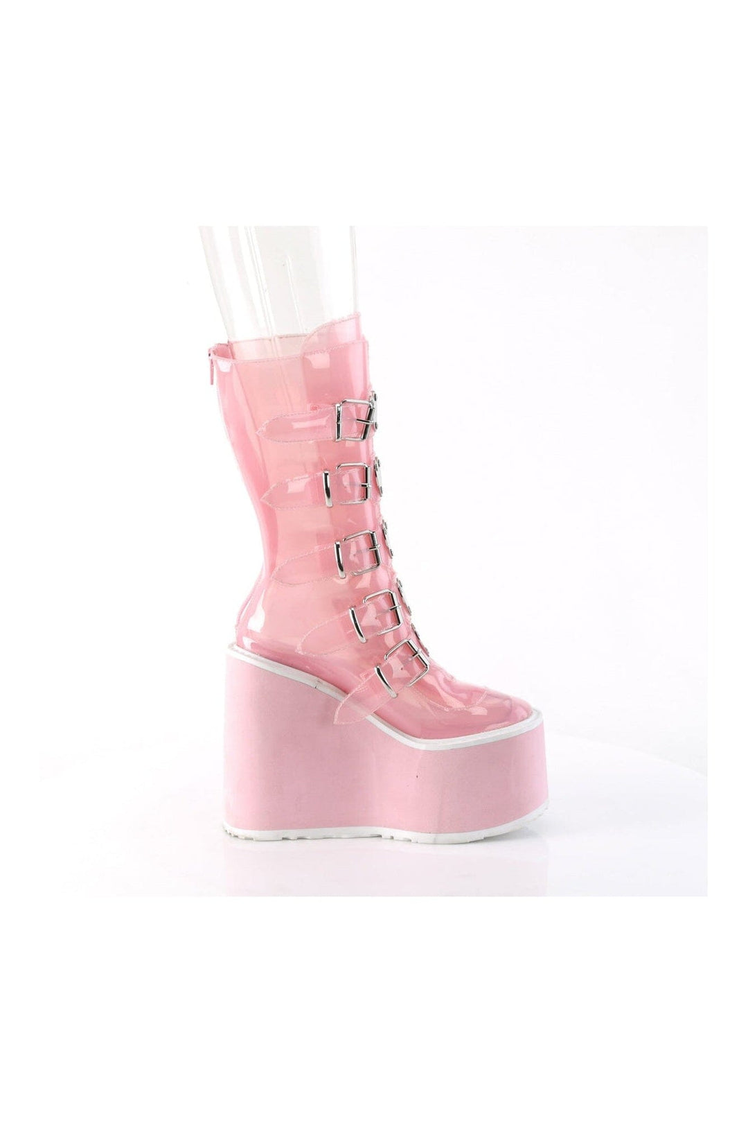Demonia SWING-230C PInk Faux Leather Knee Boot in PInk Faux Leather