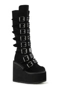 SWING-815 Black Vegan Suede Knee Boot