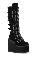 SWING-815 Black Vegan Suede Knee Boot
