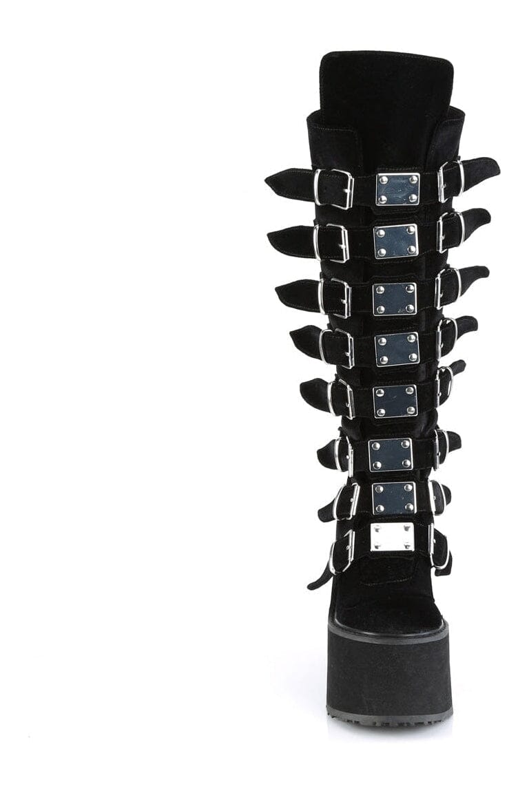 SWING-815 Black Vegan Suede Knee Boot-Knee Boots-Demonia-SEXYSHOES.COM