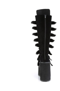 Demonia SWING-815 Black Vegan Suede Knee Boot in Black Vegan Suede