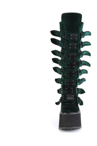 Demonia SWING-815 Green Vegan Suede Knee Boot in Green Vegan Suede