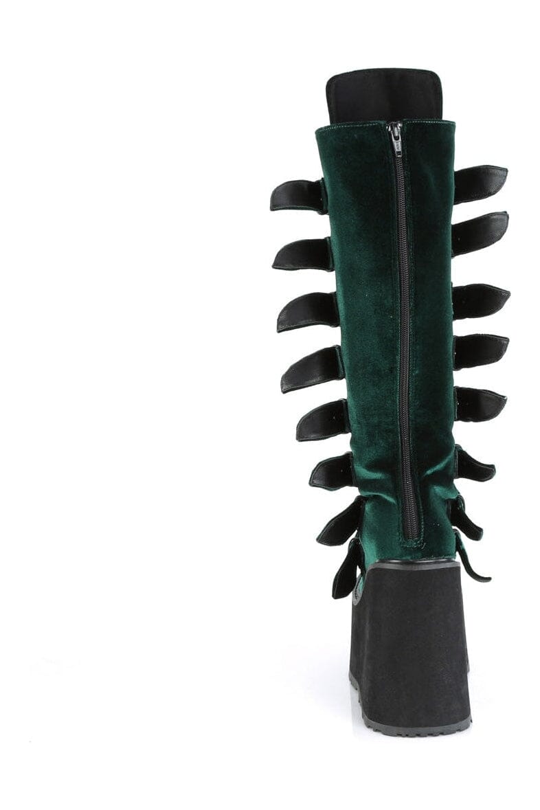 Demonia SWING-815 Green Vegan Suede Knee Boot in Green Vegan Suede
