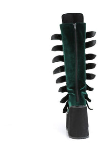 Demonia SWING-815 Green Vegan Suede Knee Boot in Green Vegan Suede