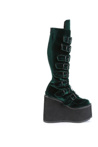 Demonia SWING-815 Green Vegan Suede Knee Boot in Green Vegan Suede