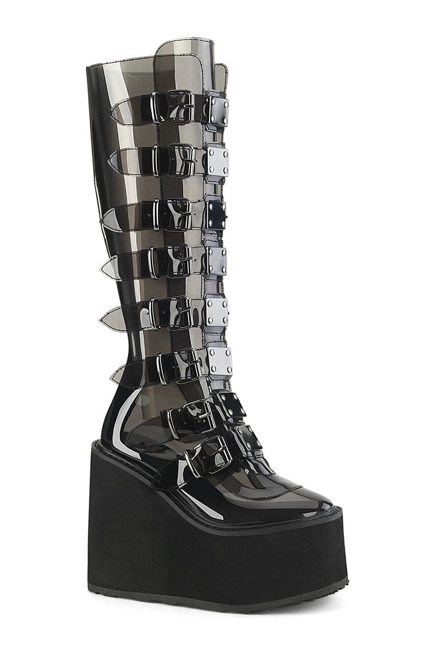 Demonia SWING-815C Black Smoke Knee Boot in Black Smoke from SexyShoes.com